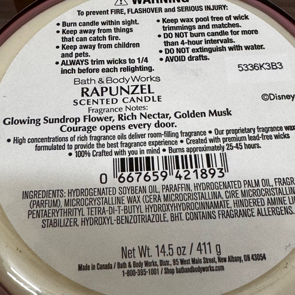 NEW B&BW Disney Princess Rapunzel 3 wick candle Limited Edition - Picture 4 of 4